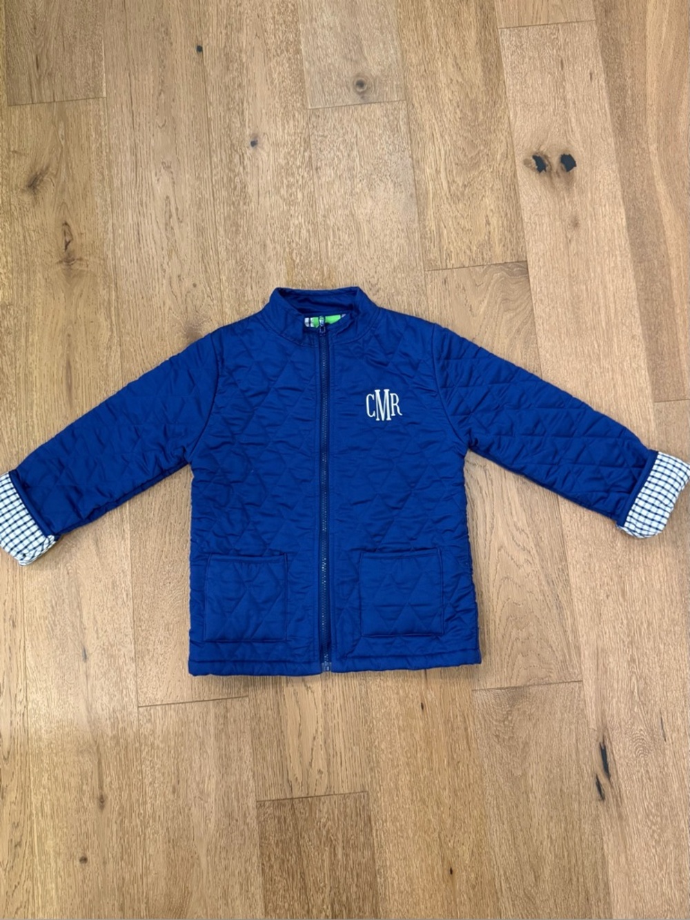 Classic Whimsy Monogrammed Quilted Blue Kids Jacket size 7